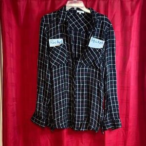 Maurices Black and White Checkered snap Button-Down Shirt